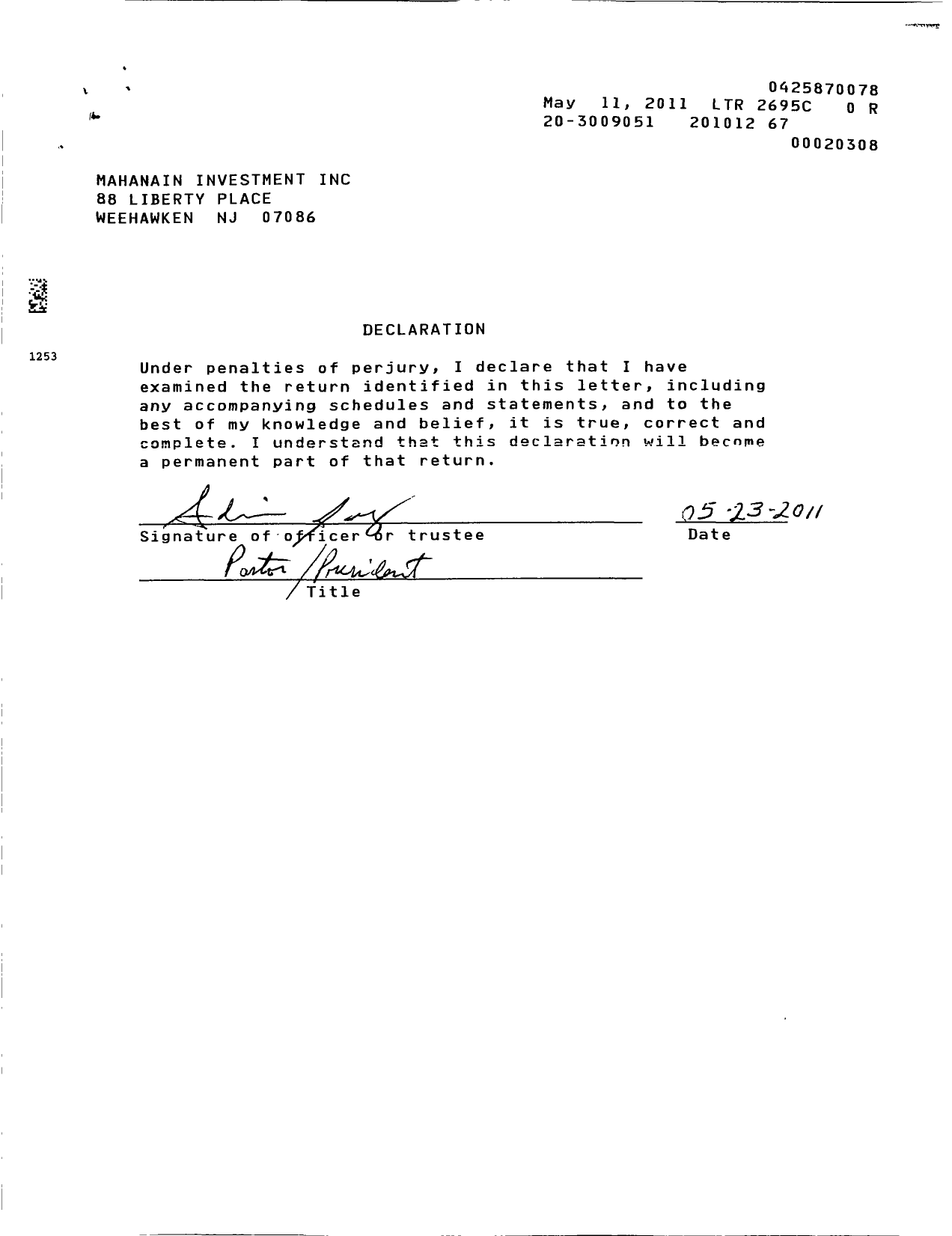 Image of first page of 2010 Form 990ER for Mahanain Investment