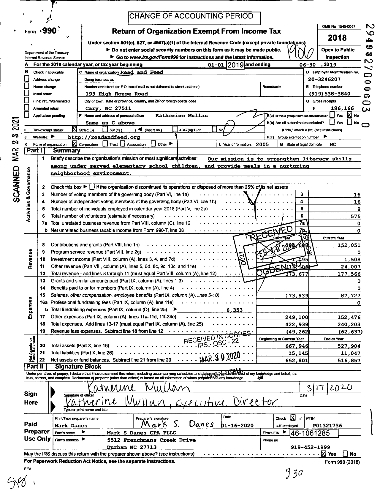 Image of first page of 2018 Form 990 for Read And Feed
