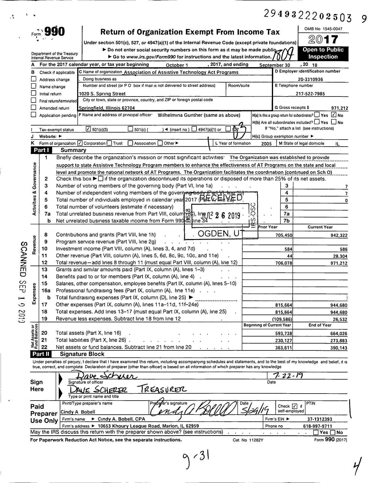 Image of first page of 2017 Form 990 for Association of Assistive Technology Act Programs