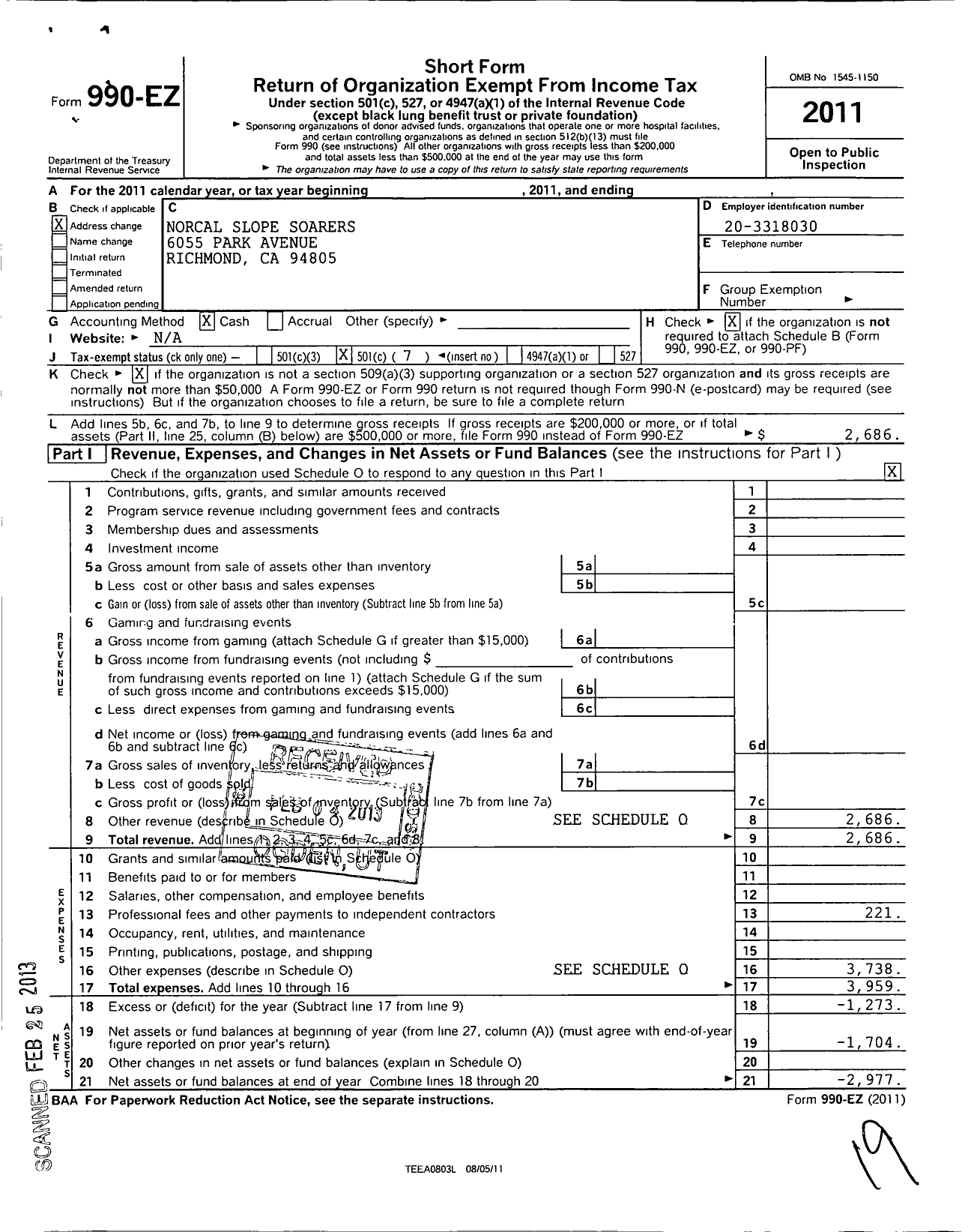 Image of first page of 2011 Form 990EO for Norcal Slope Soarers