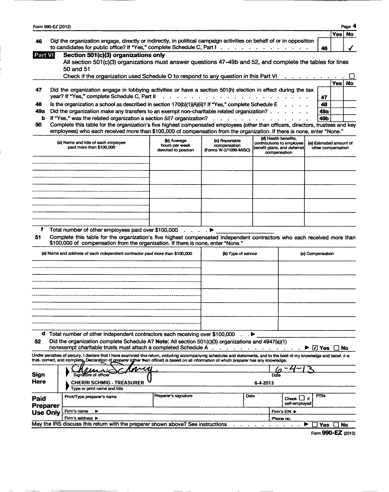 Image of first page of 2012 Form 990EZ for Friends of the Minneota Public Library Library