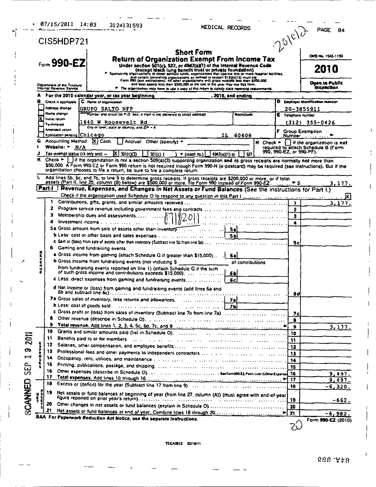 Image of first page of 2010 Form 990EZ for Grupo Salto