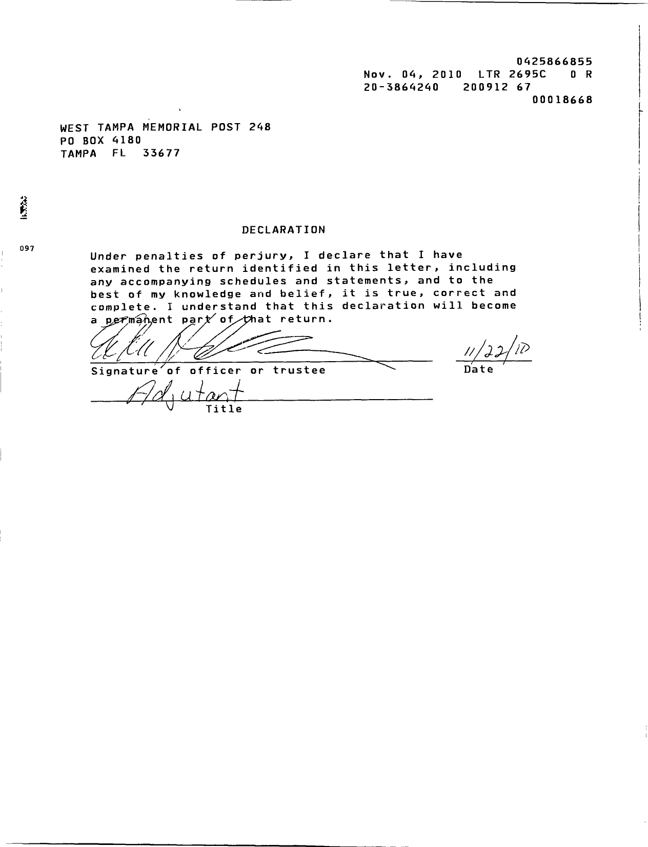 Image of first page of 2009 Form 990EOR for American Legion - 248 West Tampa Memorial Post