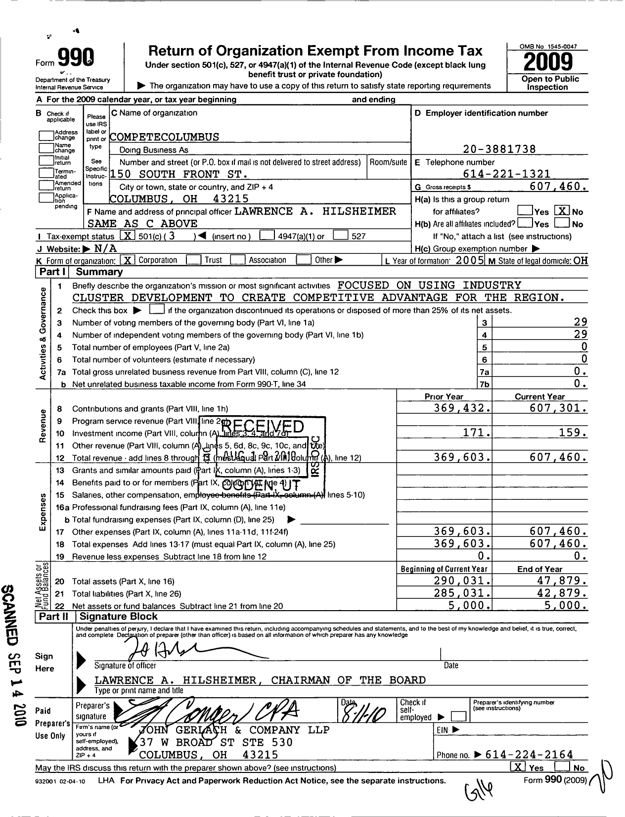 Image of first page of 2009 Form 990 for Competecolumbus