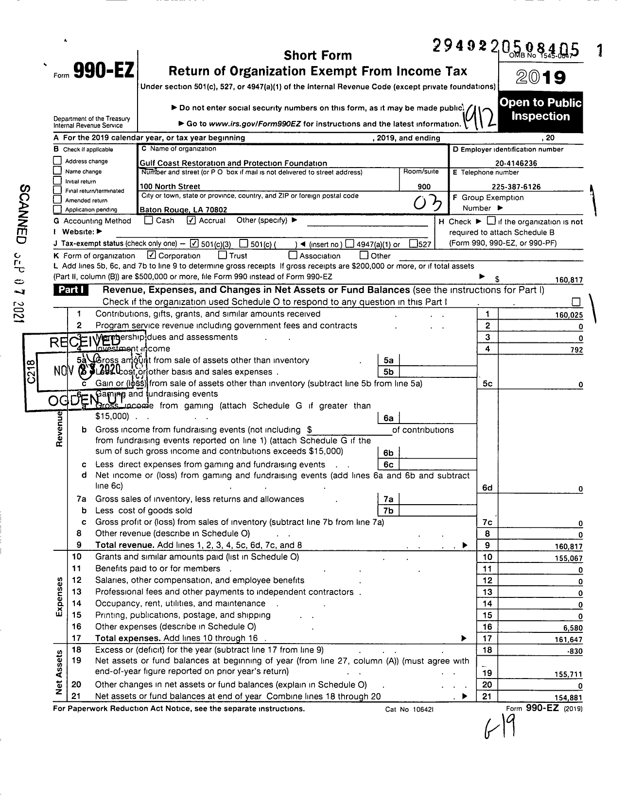 Image of first page of 2019 Form 990EZ for Civic Collaborative Foundation