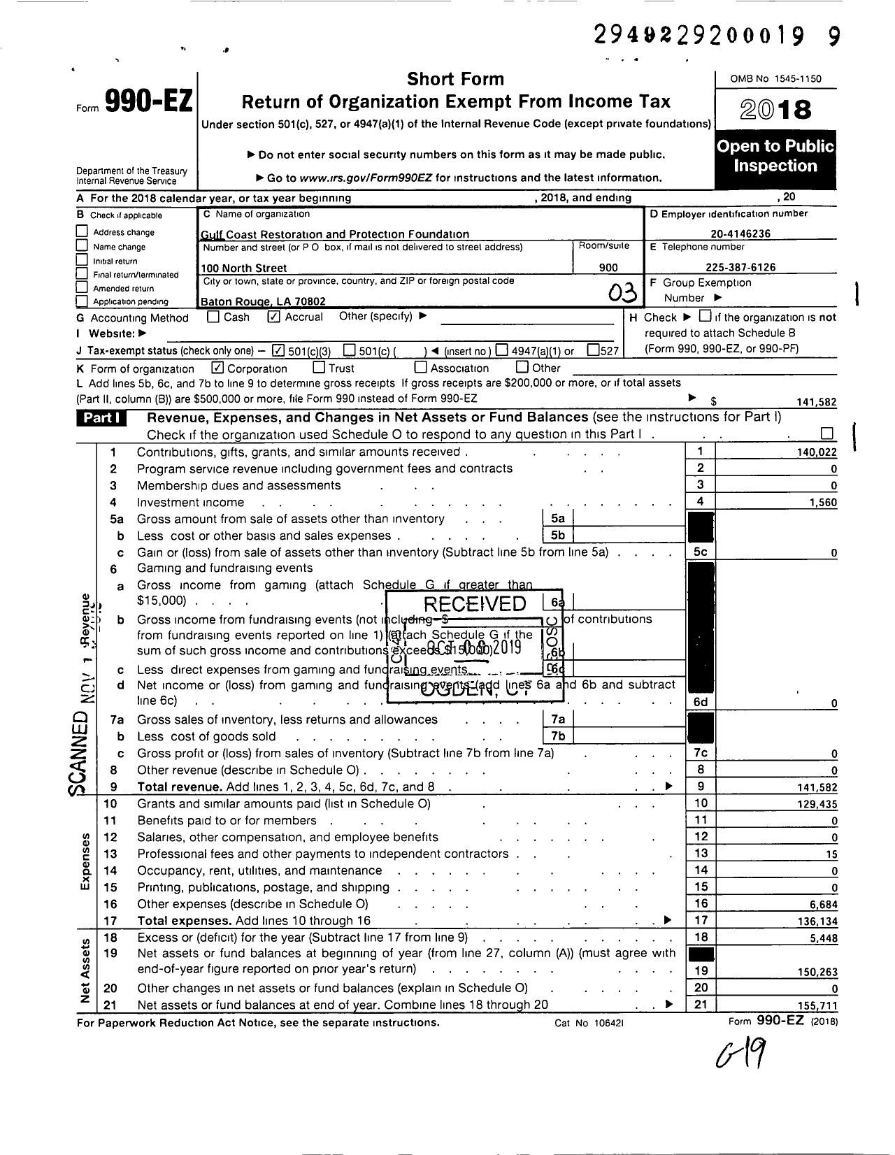 Image of first page of 2018 Form 990EZ for Civic Collaborative Foundation