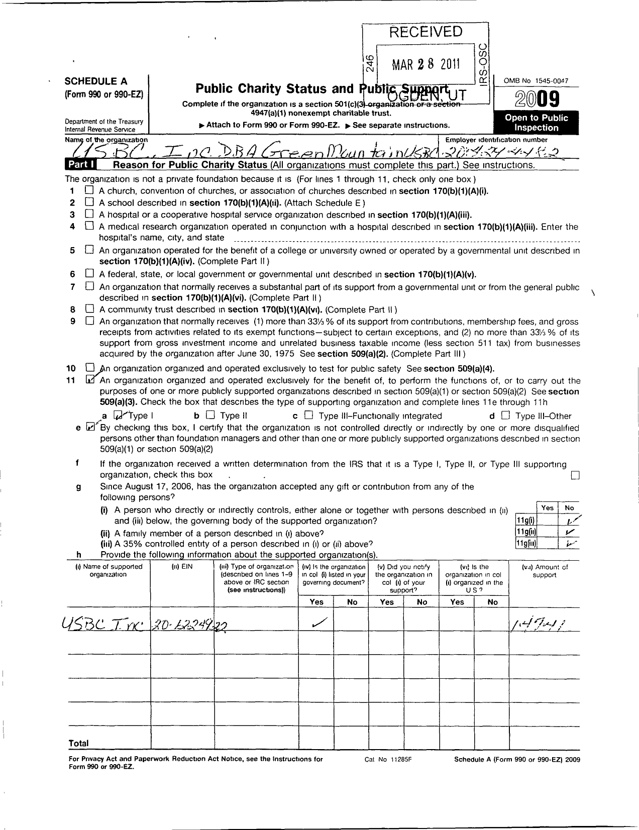 Image of first page of 2009 Form 990ER for United States Bowling Congress - Green Mountain Usbc