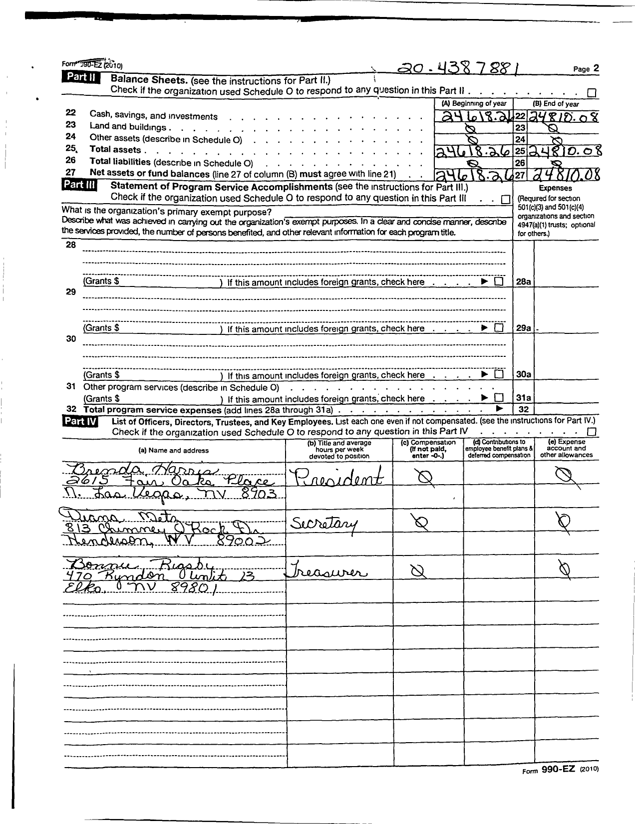 Image of first page of 2009 Form 990EOR for VFW of the United States Auxiliary To Department of Nevada