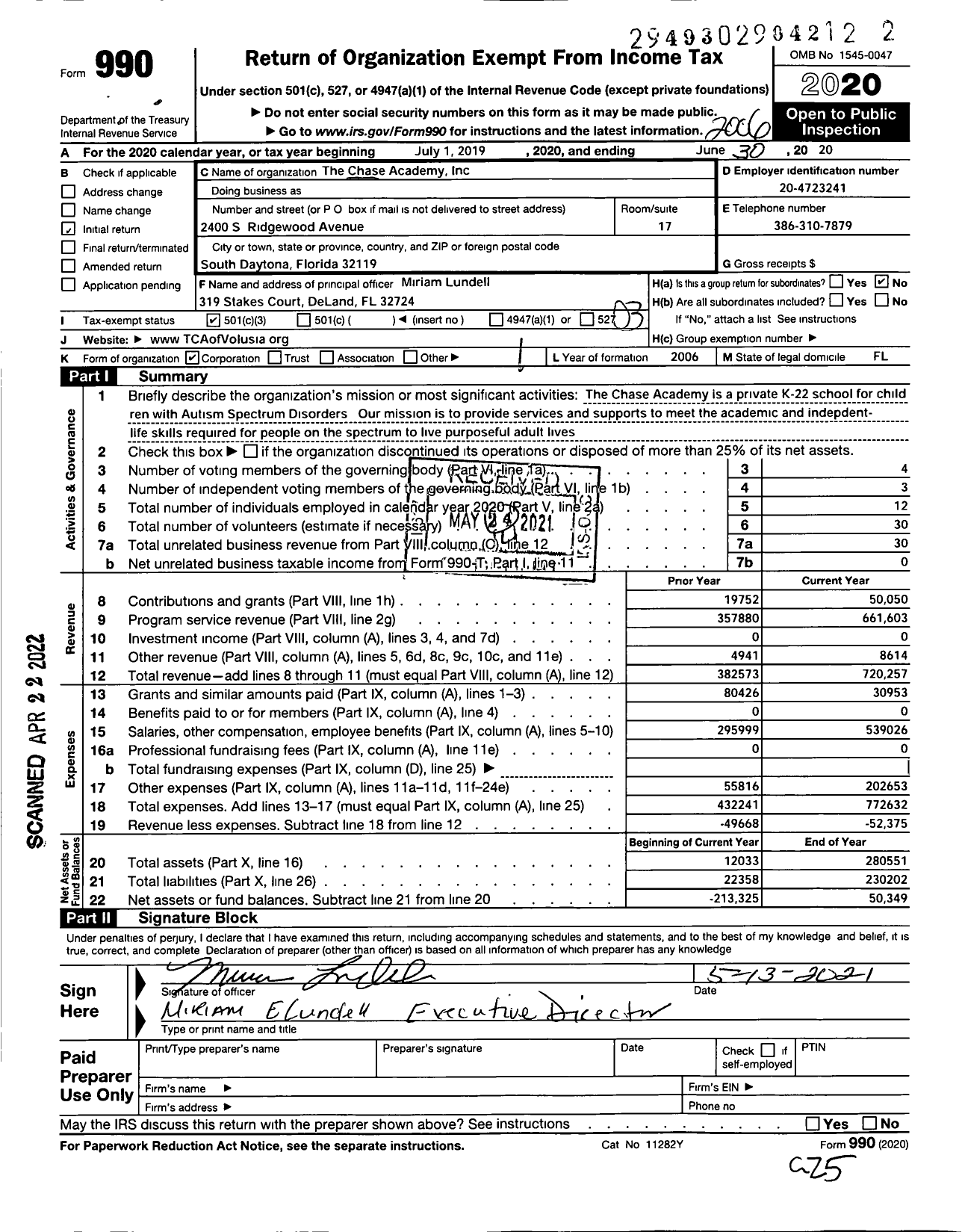 Image of first page of 2019 Form 990 for Chase Academy