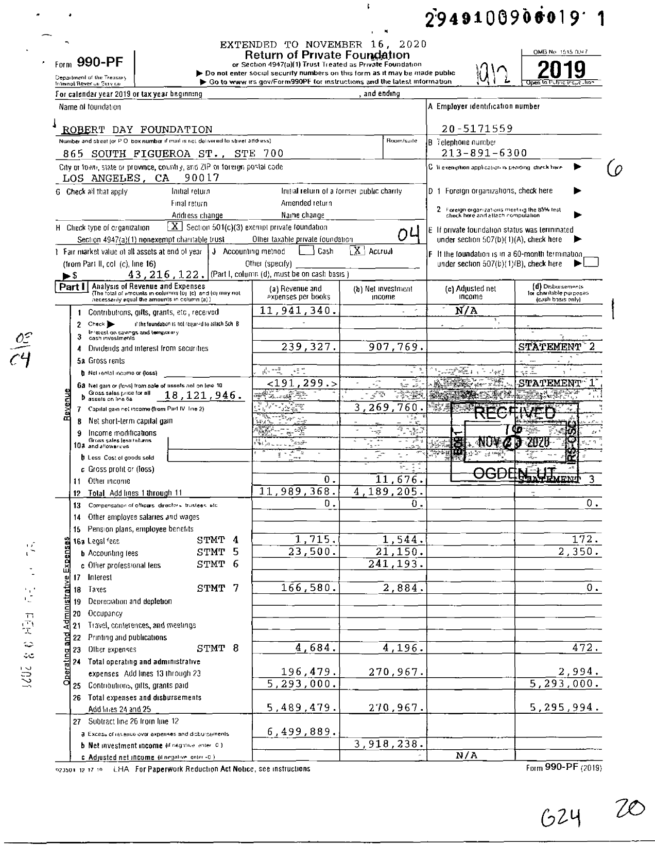 Image of first page of 2019 Form 990PF for Robert Day Foundation