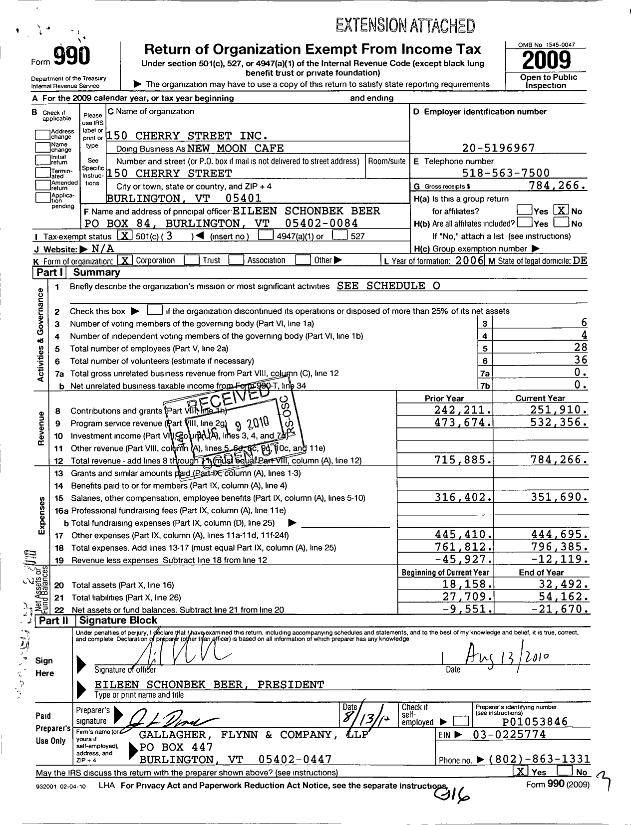 Image of first page of 2009 Form 990 for 150 Cherry Street