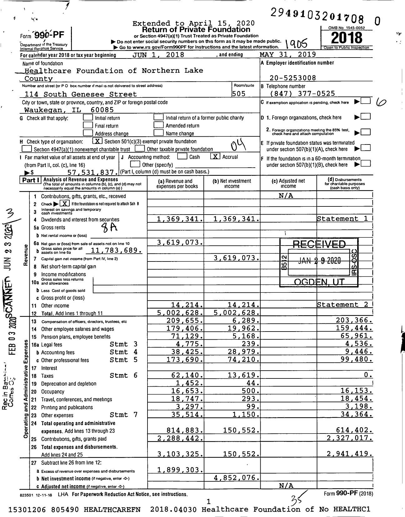 Image of first page of 2018 Form 990PR for Healthcare Foundation of Northern Lake County