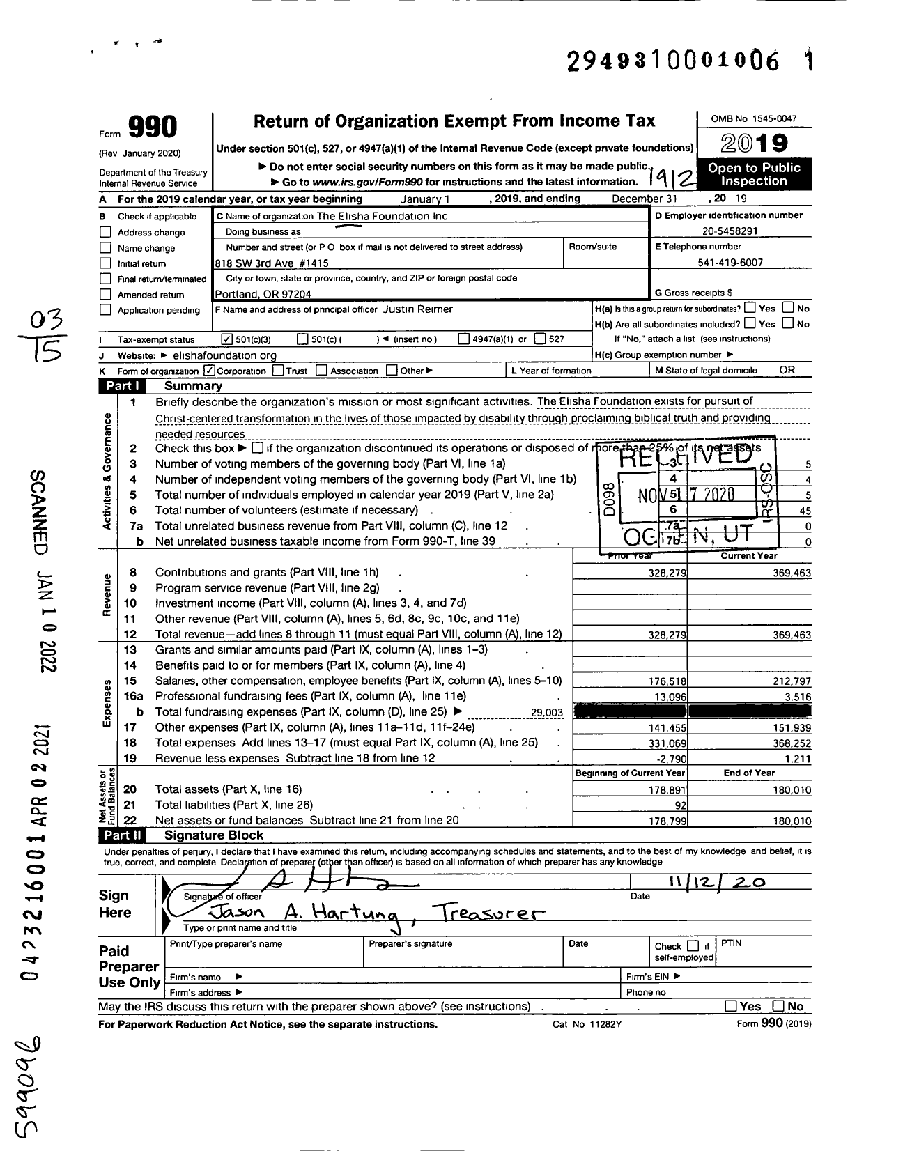 Image of first page of 2019 Form 990 for Guidelight