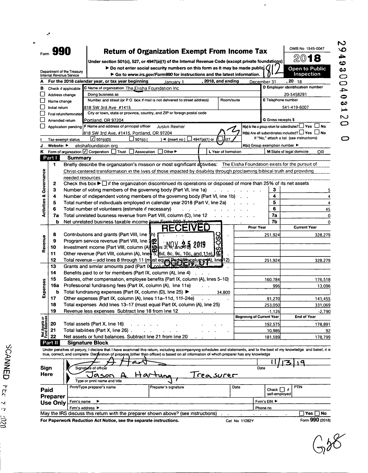 Image of first page of 2018 Form 990 for Guidelight