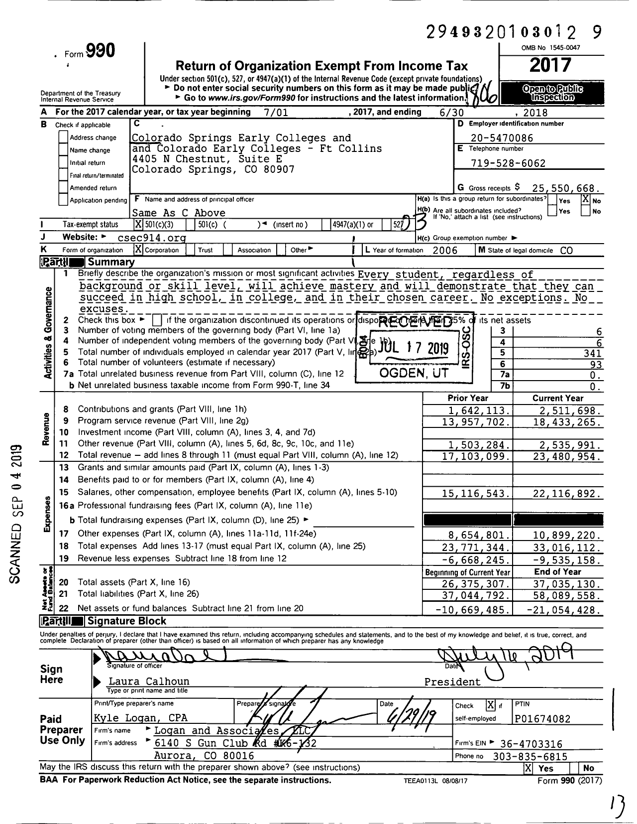 Image of first page of 2017 Form 990 for Colorado Early Colleges (CSEC)