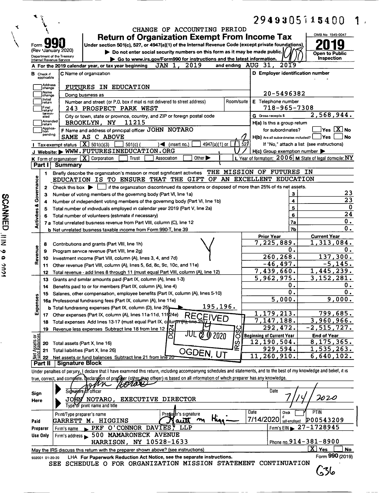 Image of first page of 2018 Form 990 for Futures in Education