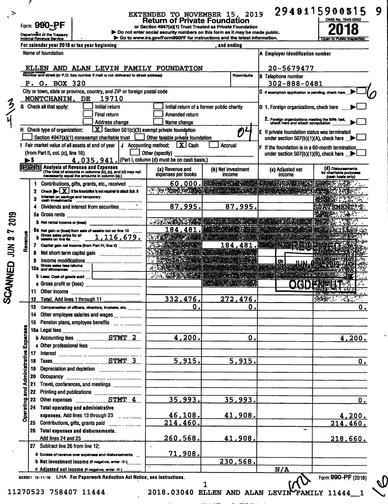 Image of first page of 2018 Form 990PF for Happy Difference Foundation