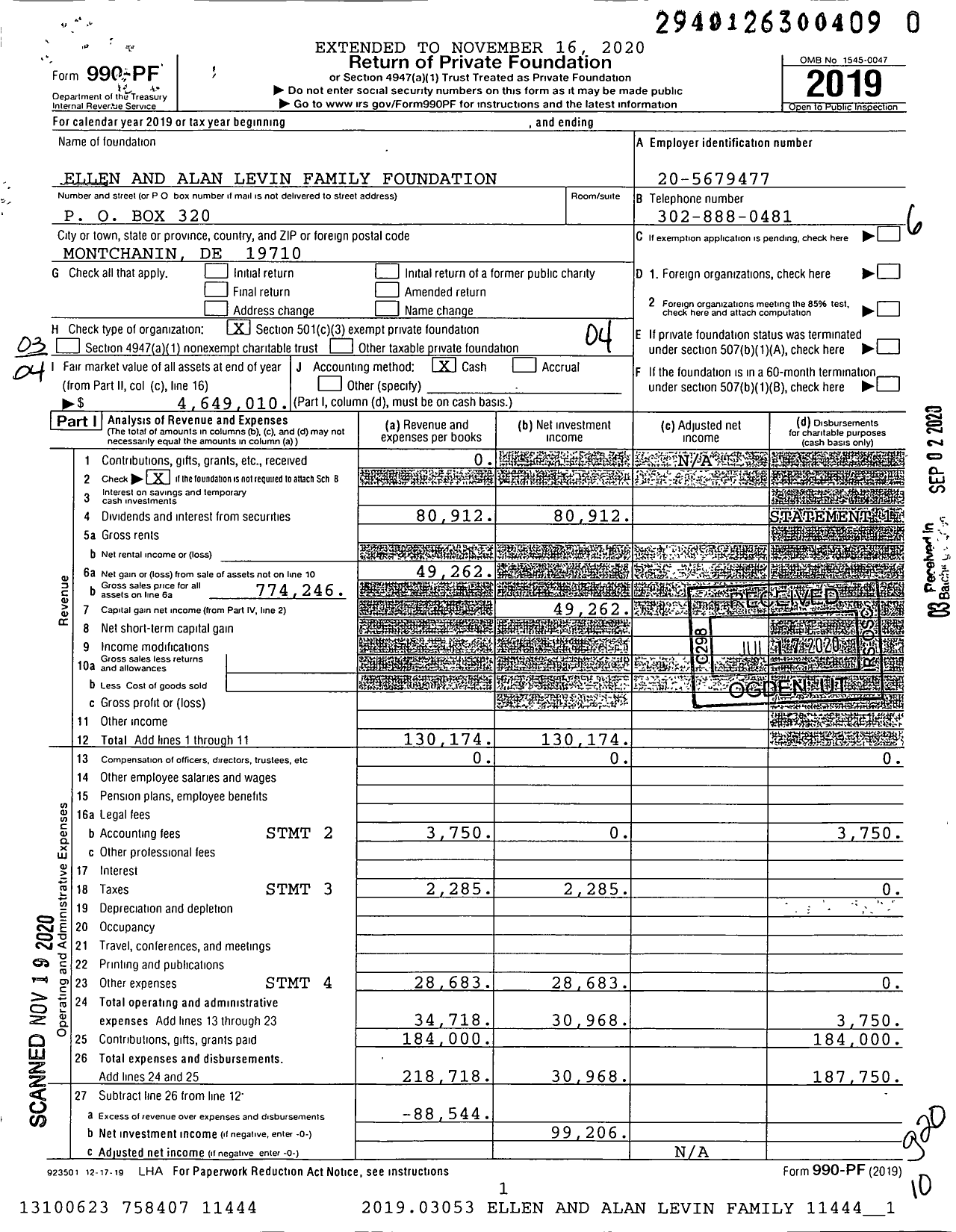 Image of first page of 2019 Form 990PF for Happy Difference Foundation