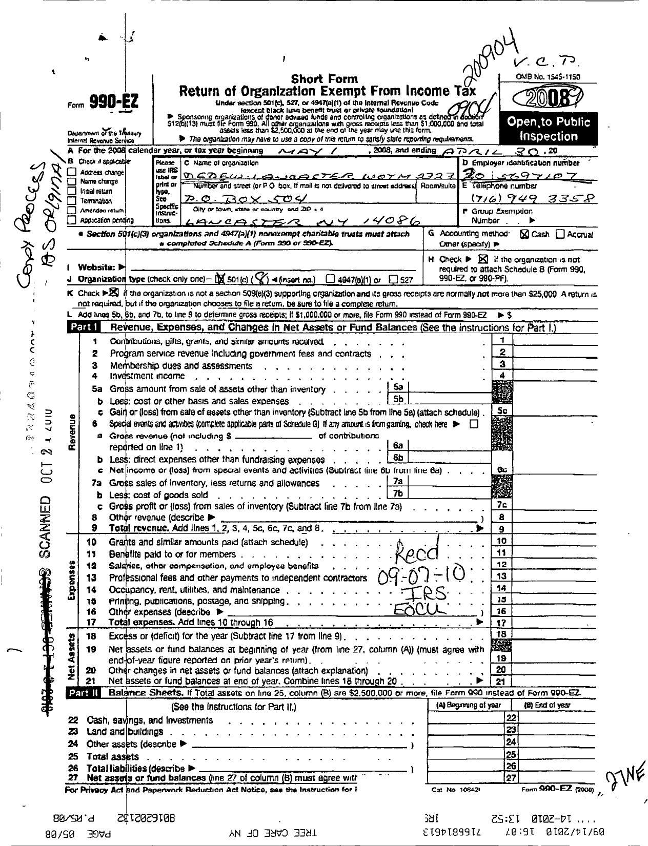 Image of first page of 2008 Form 990EO for Loyal Order of Moose - 2323