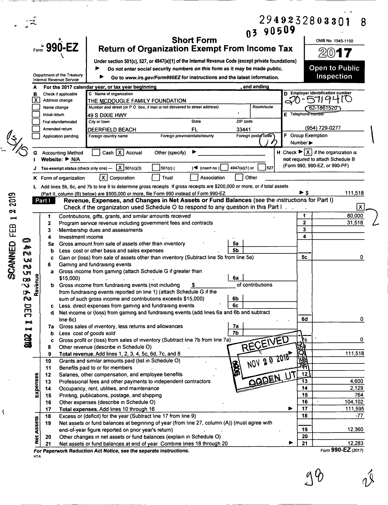 Image of first page of 2017 Form 990EZ for Firstability