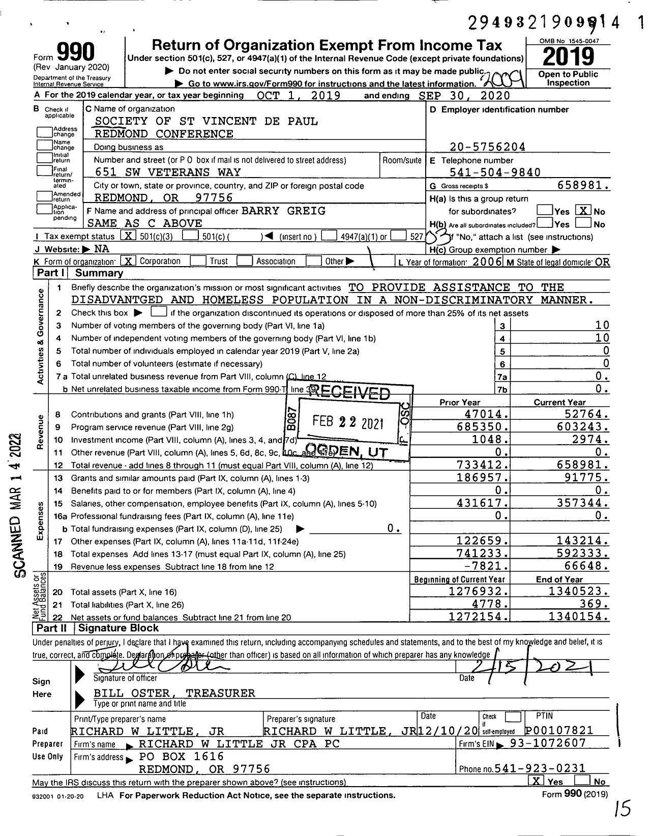 Image of first page of 2019 Form 990 for Redmond Confrence