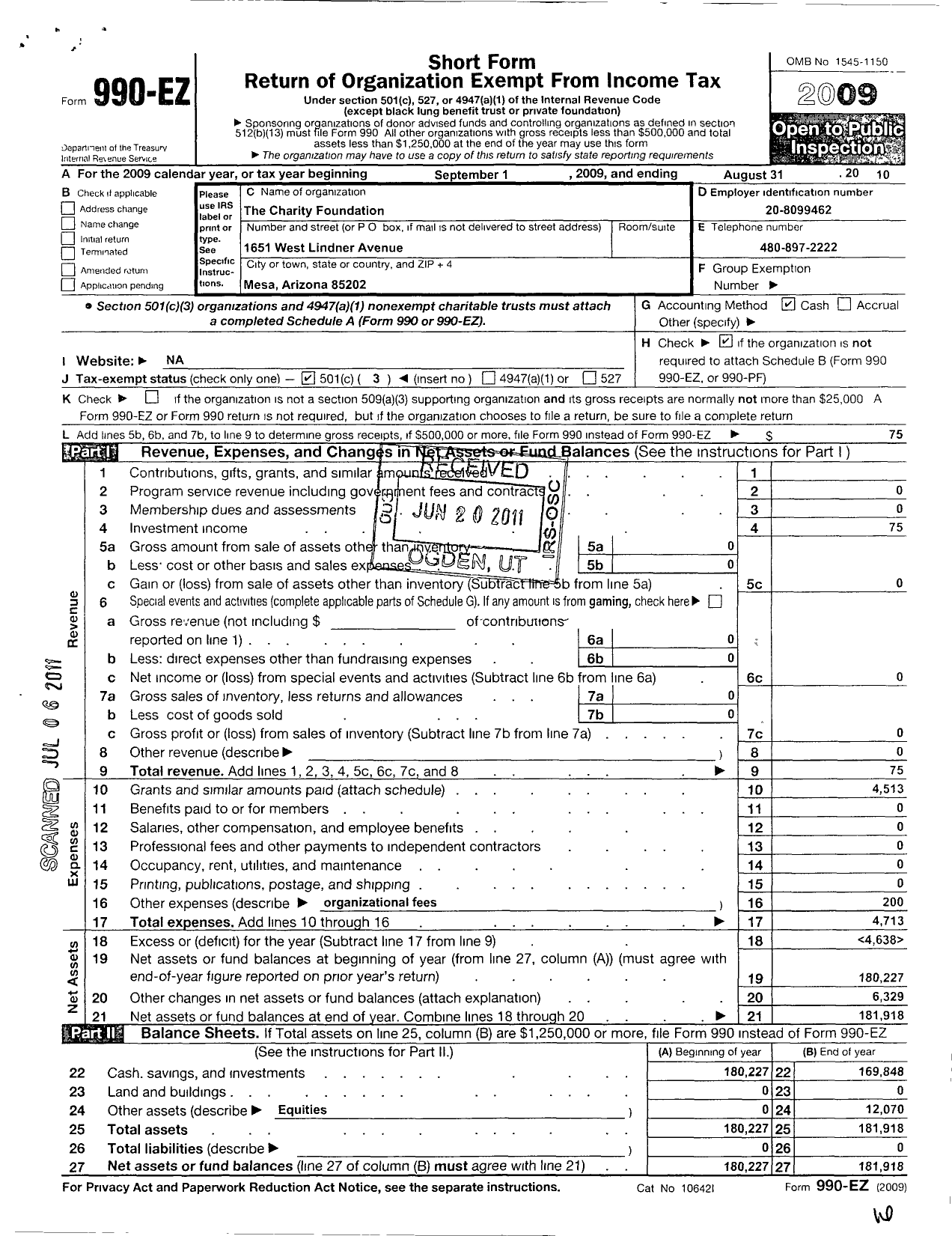 Image of first page of 2009 Form 990EZ for Legacy Global Programs