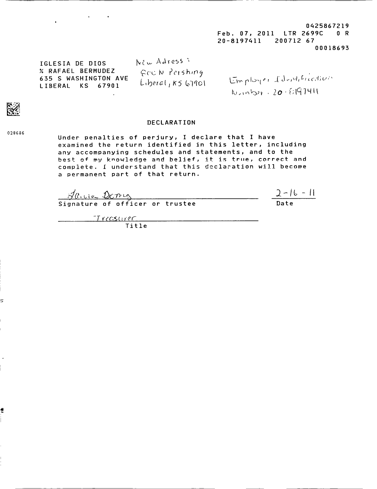 Image of first page of 2007 Form 990ER for Iglesia de Dios