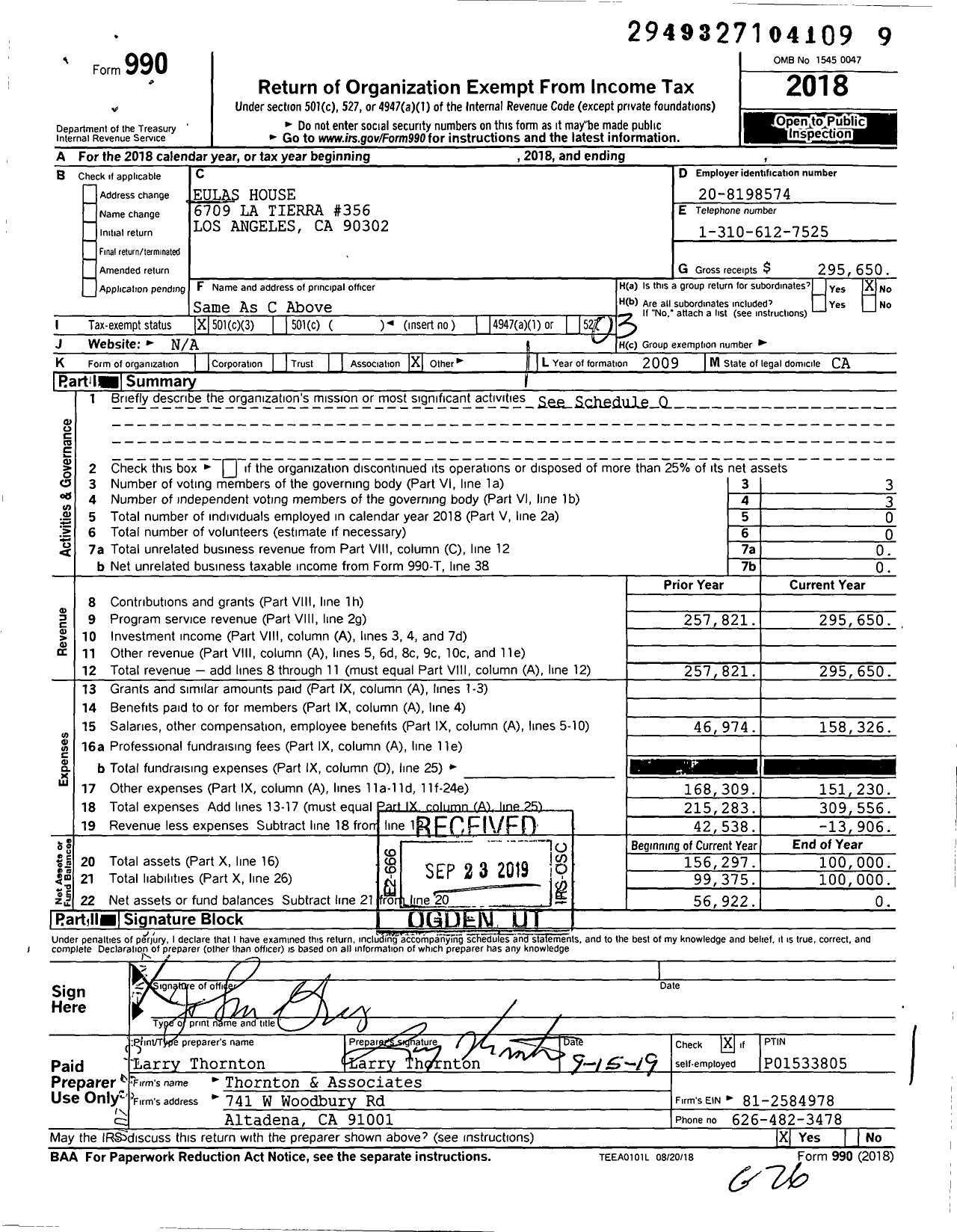 Image of first page of 2018 Form 990 for The Small Business Accountant