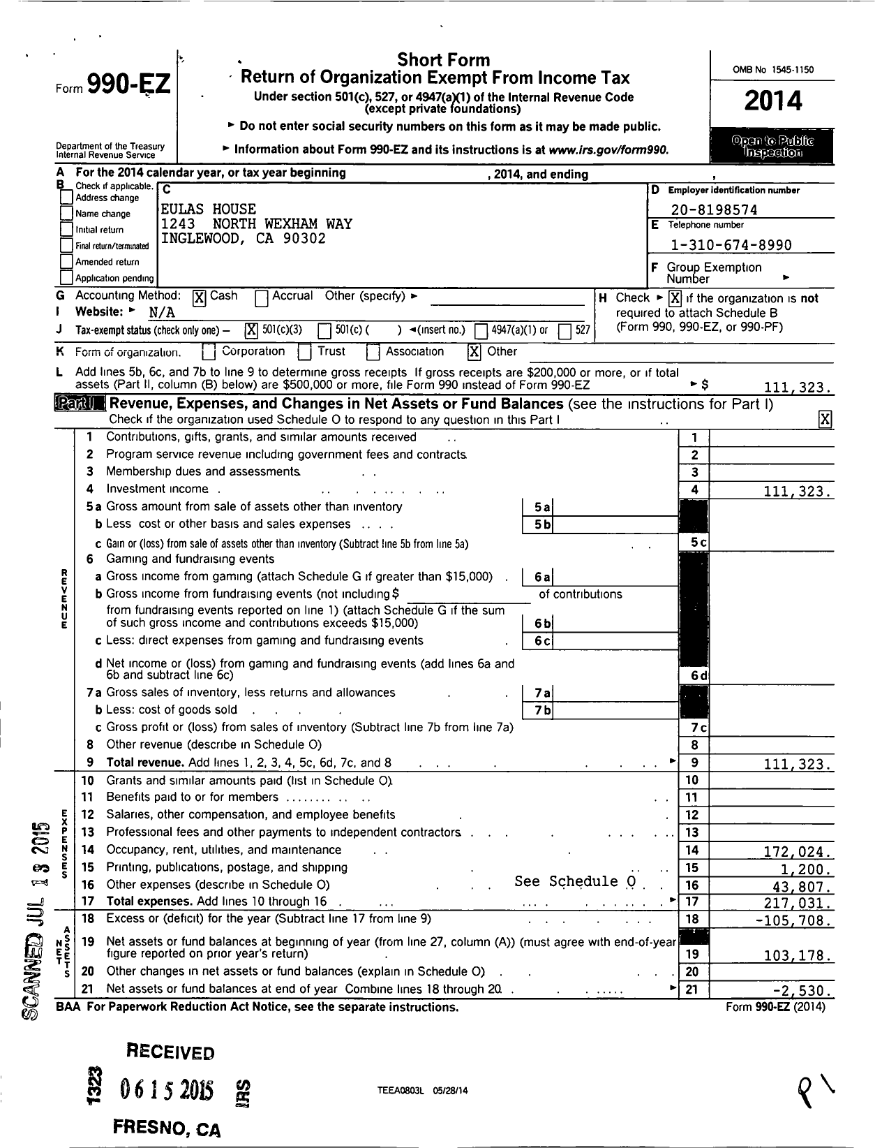 Image of first page of 2014 Form 990EZ for The Small Business Accountant