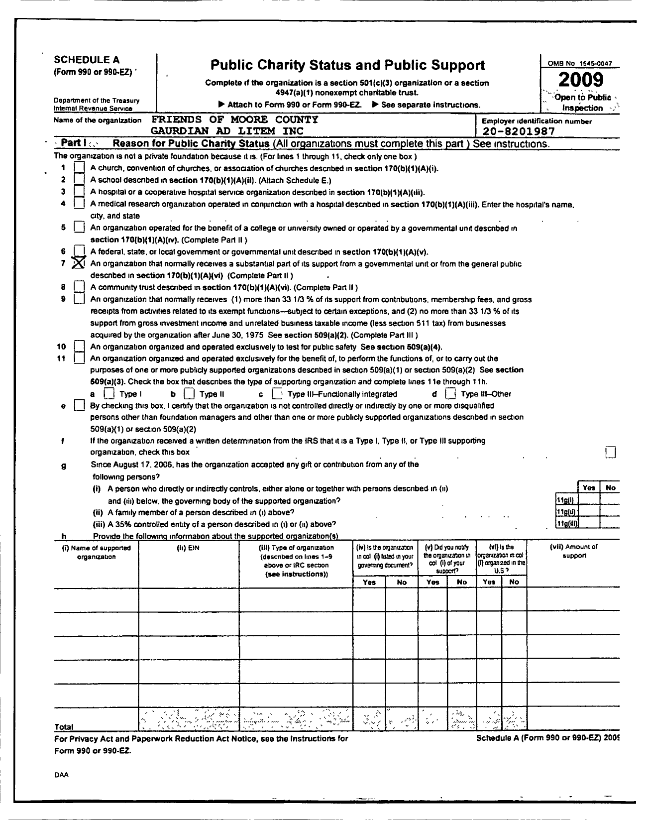 Image of first page of 2009 Form 990ER for Friends of Moore County Gaurdian Adlitem Litem