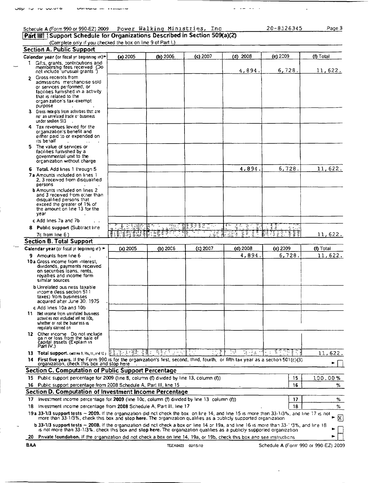 Image of first page of 2009 Form 990R for Power Walking Ministries