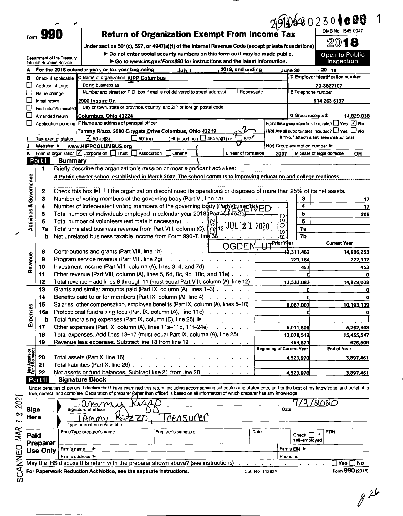 Image of first page of 2018 Form 990 for Kipp Columbus