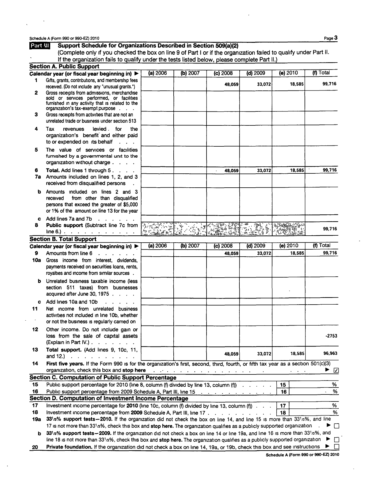 Image of first page of 2010 Form 990ER for Shared Journeys Brain Injury Foundation