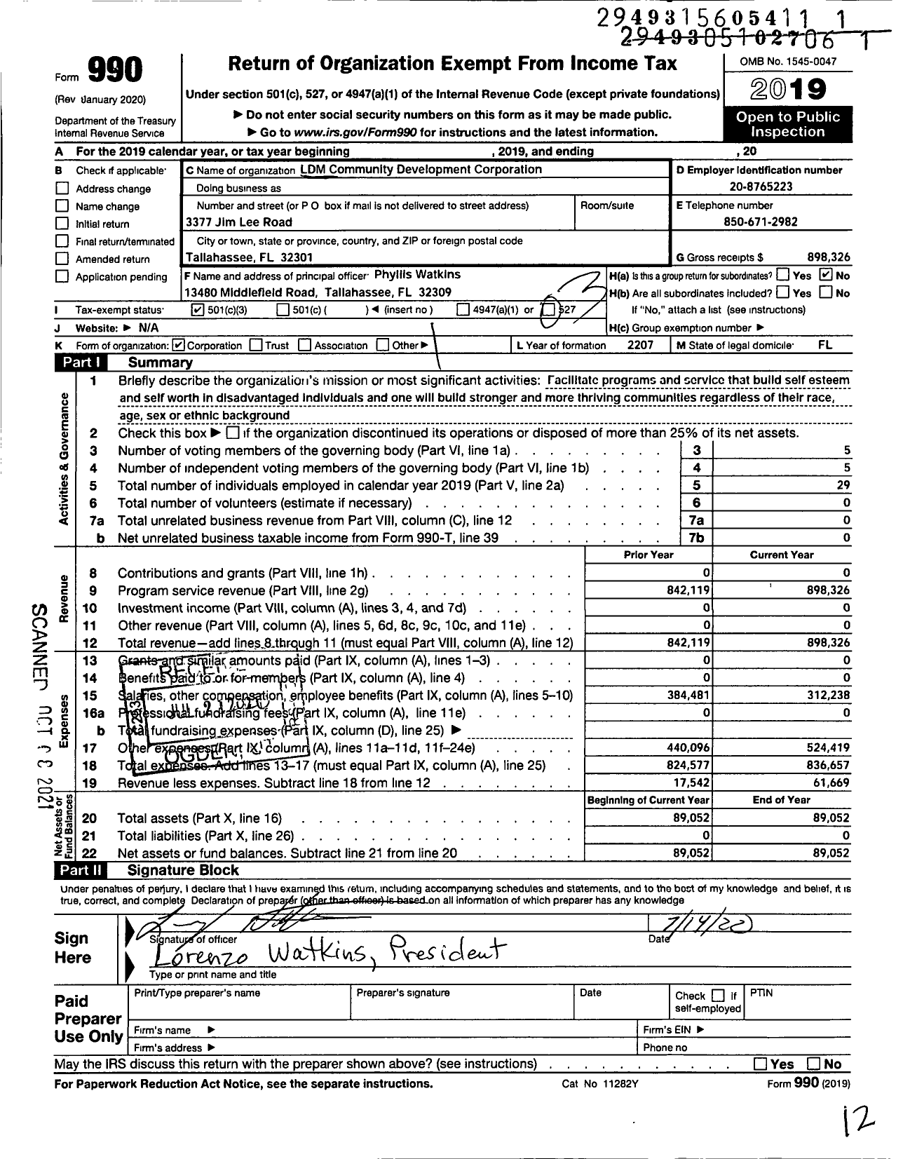 Image of first page of 2019 Form 990 for LDM AcademyExcel Transportation