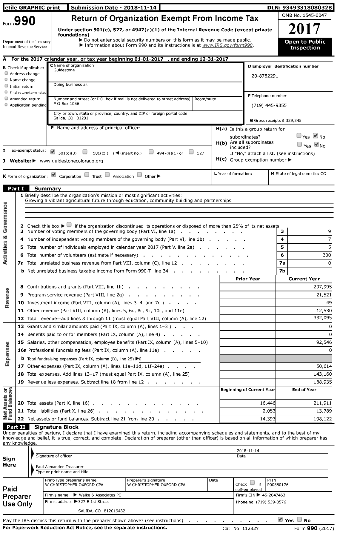 Image of first page of 2017 Form 990 for Guidestone