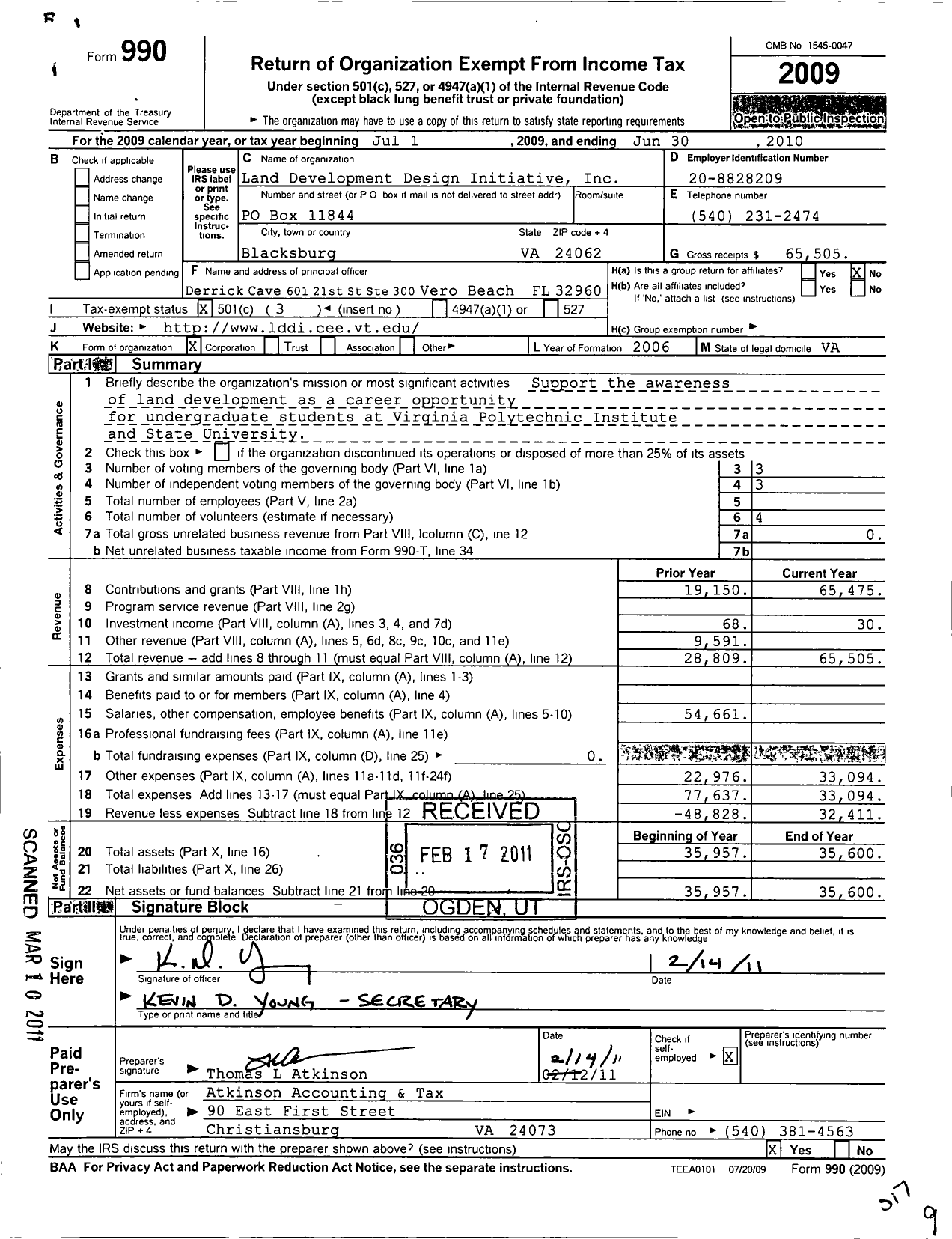 Image of first page of 2009 Form 990 for Land Development Design Initiative