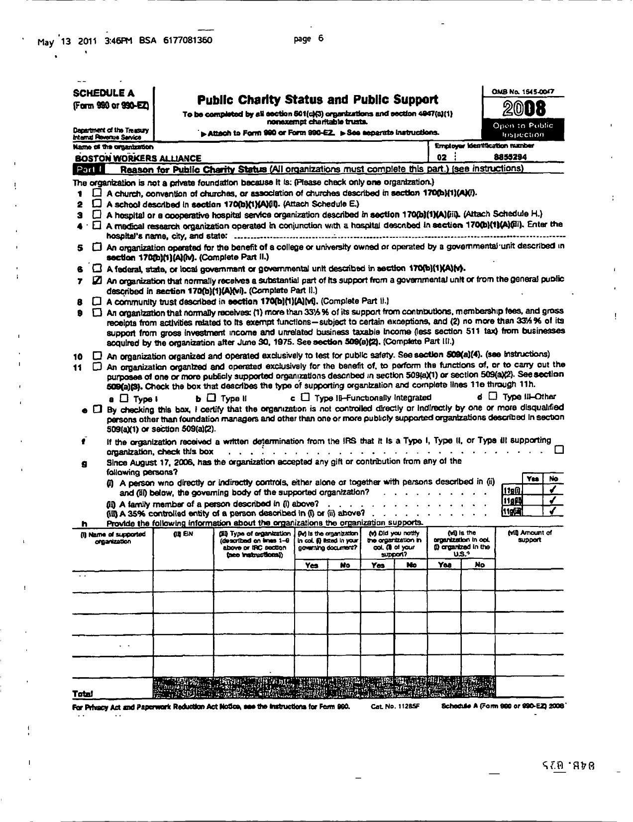 Image of first page of 2008 Form 990ER for The Boston Workers Alliance