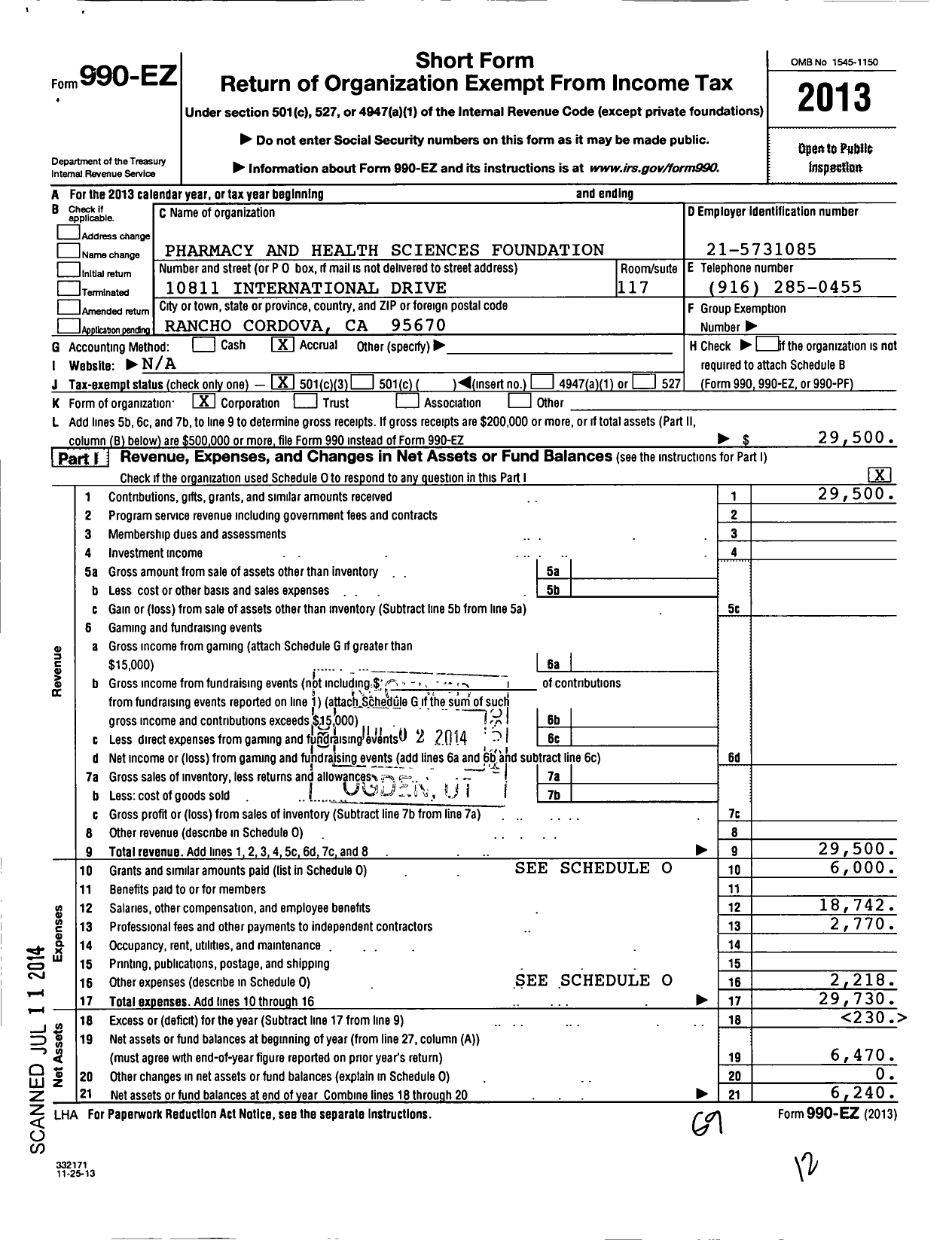 Image of first page of 2013 Form 990EZ for Northern California Health Services and Research Foundation