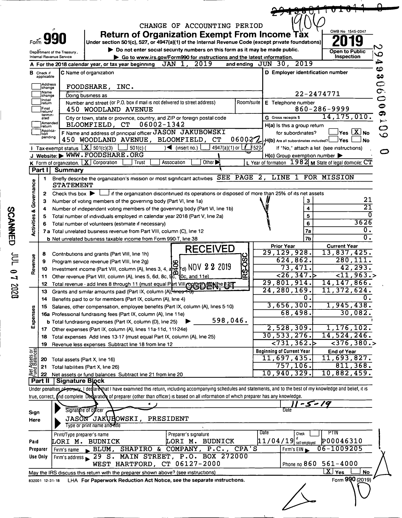 Image of first page of 2018 Form 990 for Foodshare