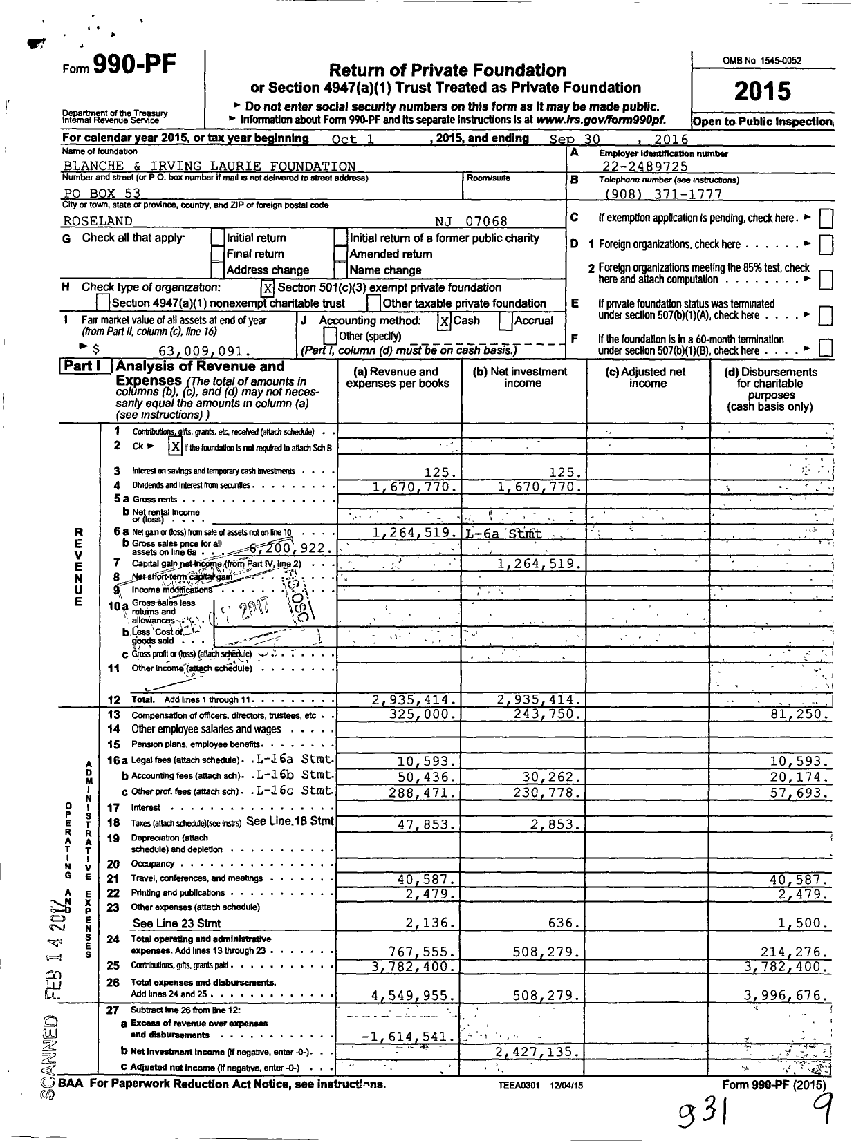 Image of first page of 2015 Form 990PF for The Grantsmanship Center