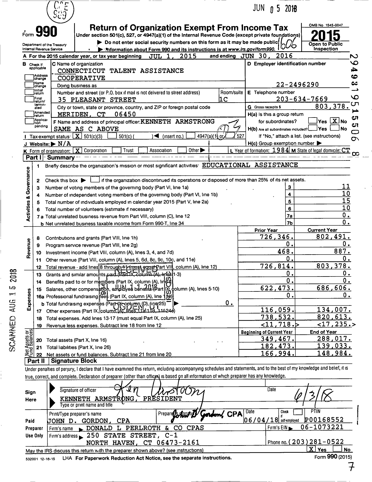 Image of first page of 2015 Form 990 for Conntac