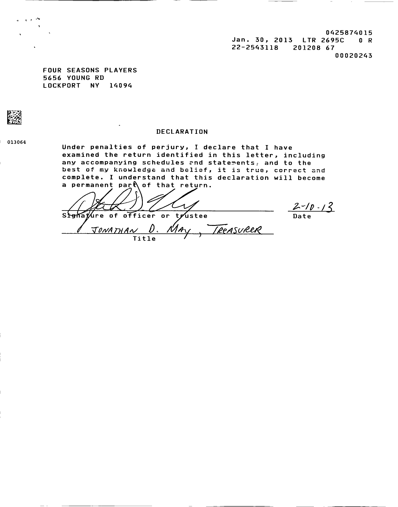 Image of first page of 2011 Form 990EOR for Four Seasons Players