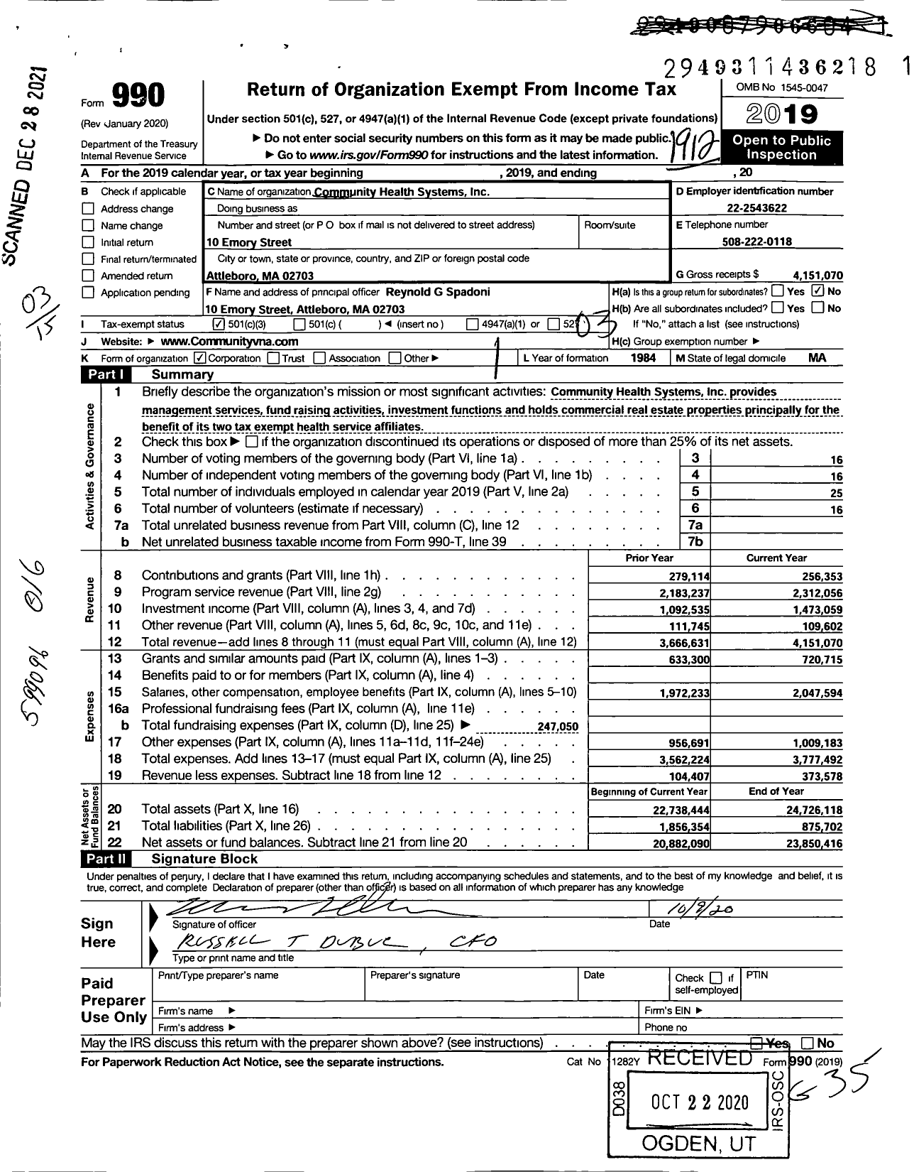 Image of first page of 2019 Form 990 for Community VNA