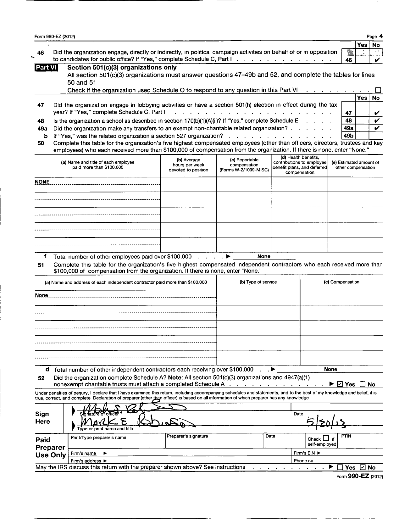 Image of first page of 2012 Form 990EZ for Faneuil Garden Tenant Organization