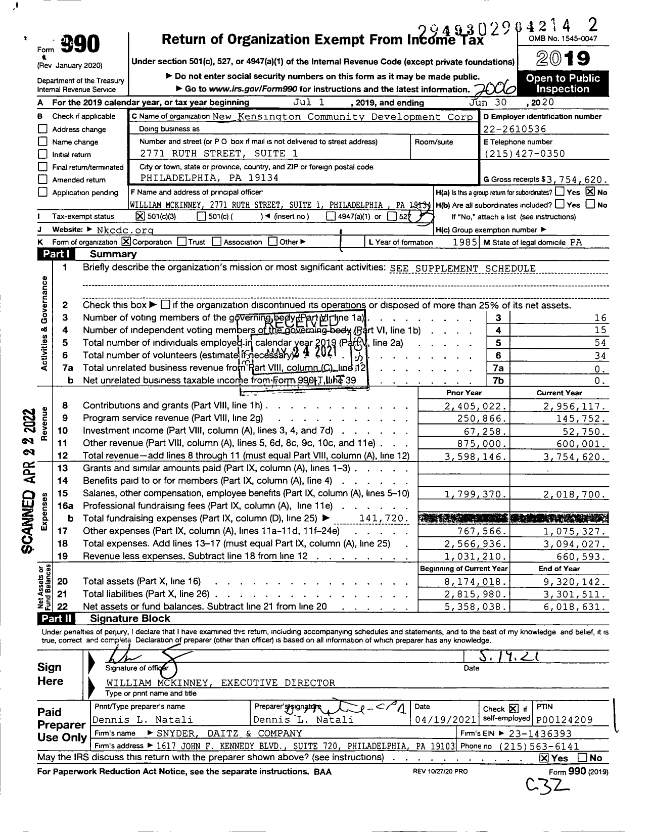 Image of first page of 2019 Form 990 for New Kensington Community Development Corporation