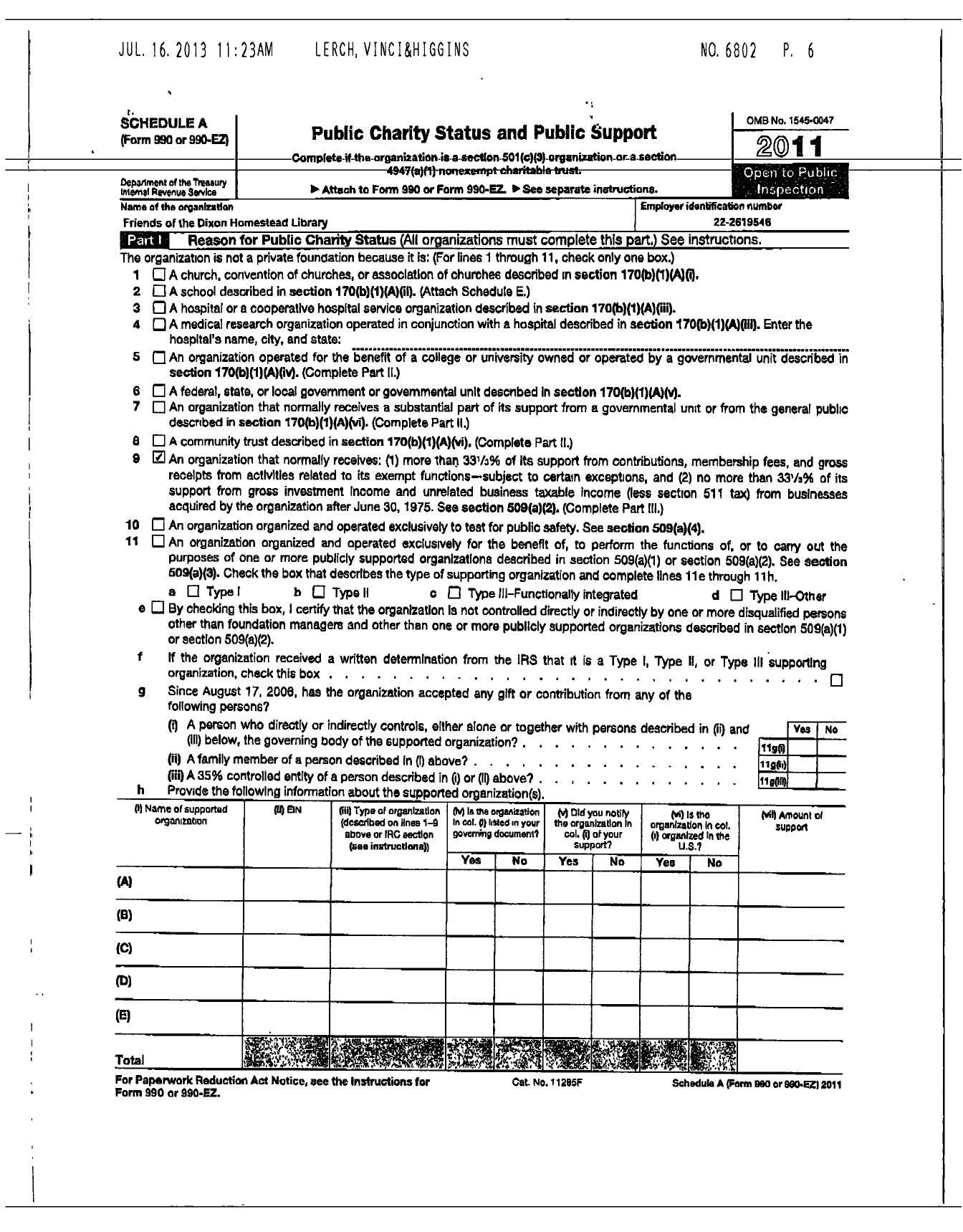 Image of first page of 2010 Form 990EOR for Friends of the Dixon Homestead Library of Dumont NJ