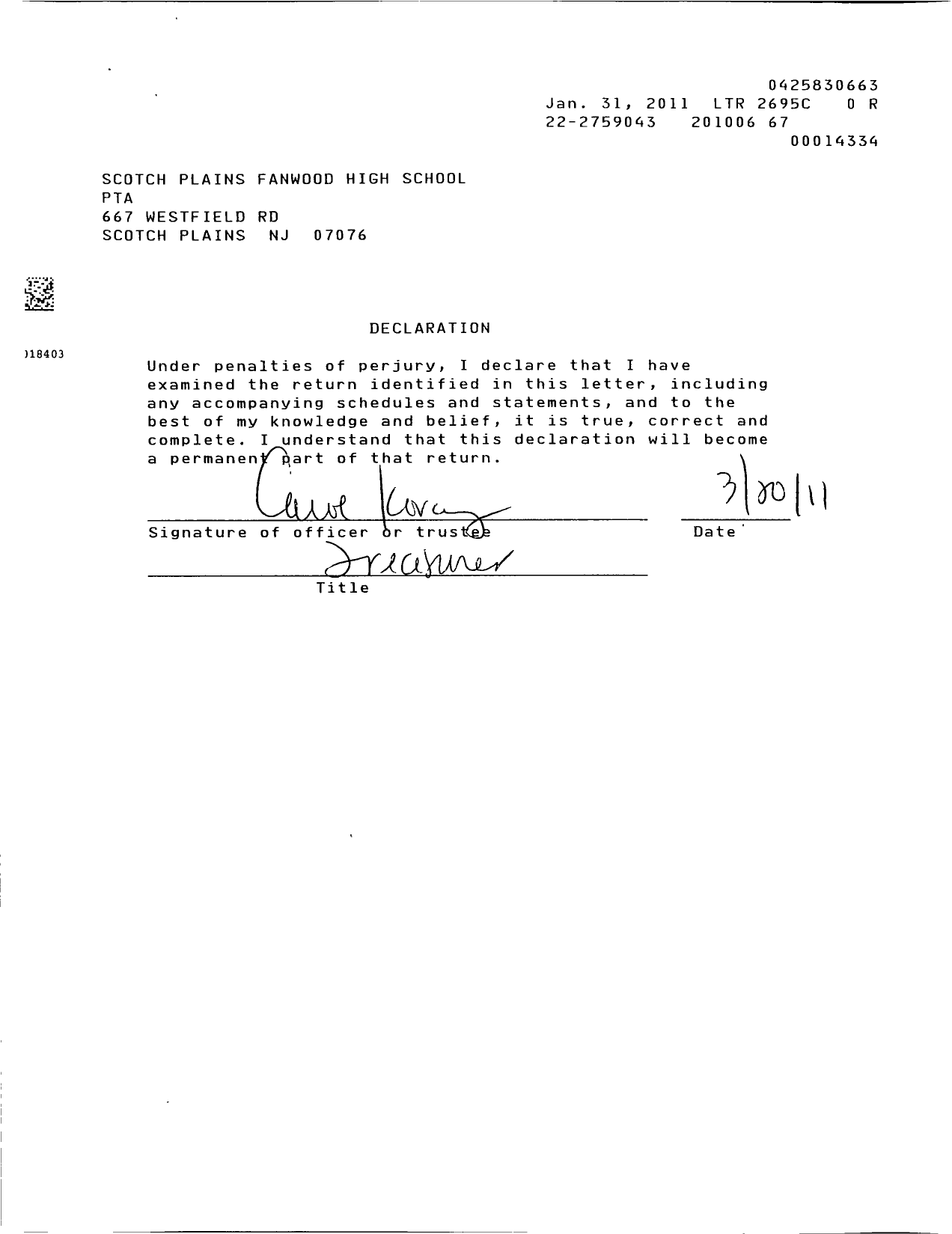 Image of first page of 2009 Form 990ER for New Jersey PTA - 18492 Scotch Plains-Fanwood PTA