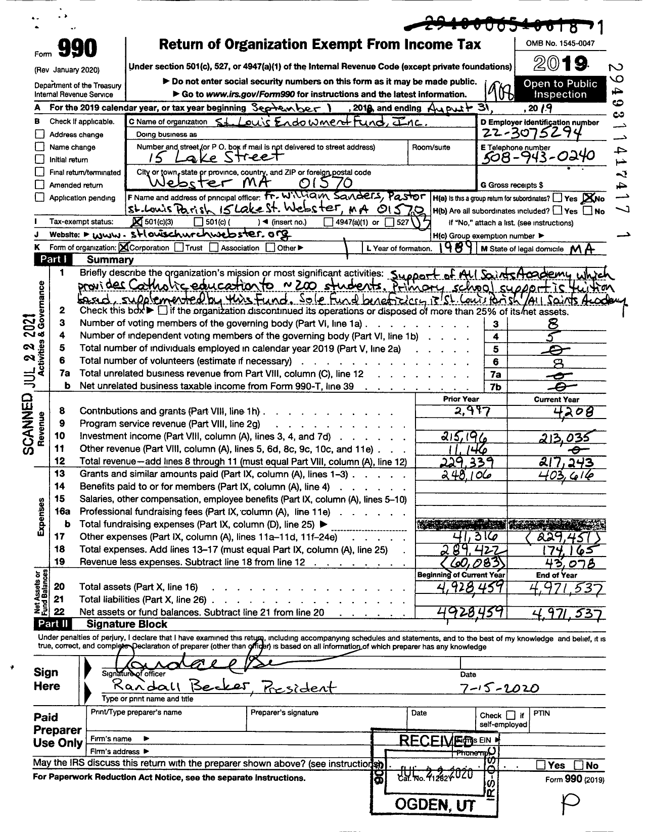 Image of first page of 2018 Form 990 for St Louis Endowment Fund