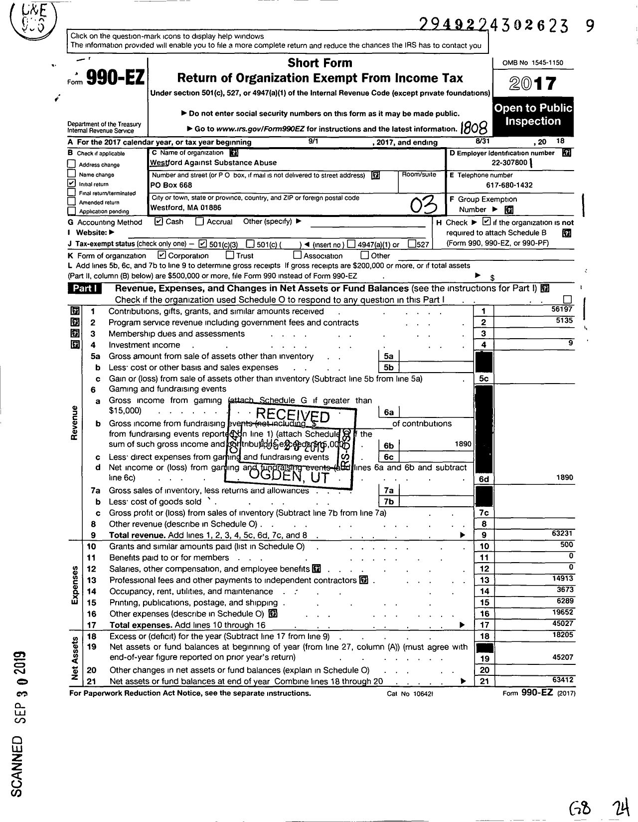 Image of first page of 2017 Form 990EZ for Greater Westford Wellness Foundation