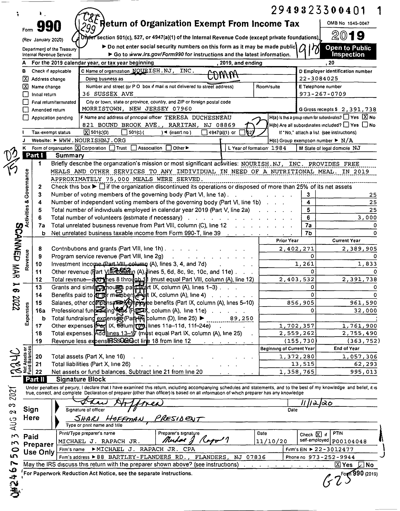 Image of first page of 2019 Form 990 for Community Soup Kitchen and Outreach Center